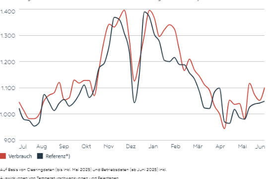 Die Grafik zeigt Stromverbrauch in Österreich.